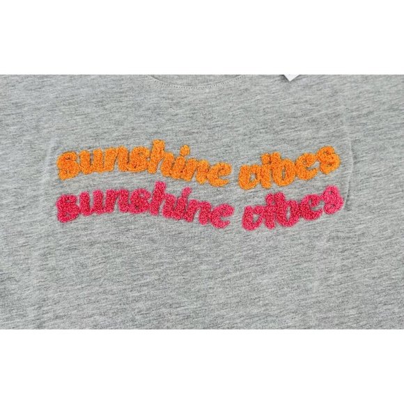 Sunshine Vibes Embroidered Graphic T-Shirt Girls Size XL 16 Tee Gray Self Esteem - Picture 7 of 8